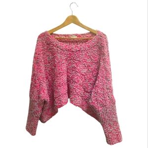 POL Cozy Pink Knit Boho Chunky Sweater Size S M L Cropped Oversized NWOT Popcorn